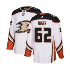 Men Adidas Anaheim Ducks #62 Andrej Sustr Authentic White Away NHL Jersey