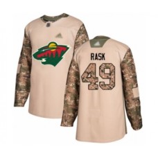 Men Minnesota Wild #49 Victor Rask Authentic Camo Veterans Day Practice Hockey Stitched Jersey