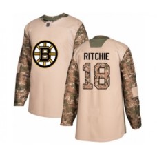 Men Boston Bruins #18 Brett Ritchie Authentic Camo Veterans Day Practice Hockey Stitched Jersey