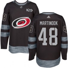 Men Adidas Carolina Hurricanes #48 Jordan Martinook Authentic Black 1917-2017 100th Anniversary NHL Jersey