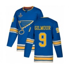 Men St. Louis Blues #9 Doug Gilmour Authentic Navy Blue Alternate 2019 Stanley Cup Champions Hockey Jersey