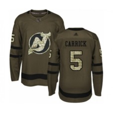 Men New Stitched Jersey Devils #5 Connor Carrick Authentic Green Salute to Service Hockey Stitched Jersey