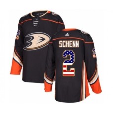 Men Adidas Anaheim Ducks #2 Luke Schenn Authentic Black USA Flag Fashion NHL Jersey