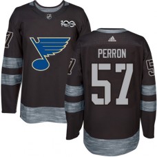 Men Adidas St. Louis Blues #57 David Perron Authentic Black 1917-2017 100th Anniversary NHL Jersey