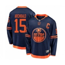 Men Edmonton Oilers #15 Josh Archibald Authentic Navy Blue Alternate Fanatics Branded Breakaway Hockey Stitched Jersey