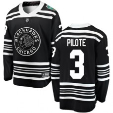 Men Chicago Blackhawks #3 Pierre Pilote Black 2019 Winter Classic Fanatics Branded Breakaway NHL Jersey