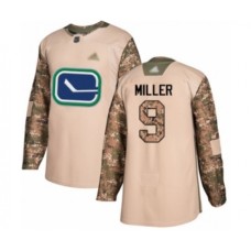 Men Vancouver Canucks #9 J.T. Miller Authentic Camo Veterans Day Practice Hockey Stitched Jersey