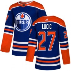 Men Adidas Edmonton Oilers #27 Milan Lucic Premier Royal Blue Alternate NHL Jersey