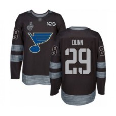 Men St. Louis Blues #29 Vince Dunn Authentic Black 1917-2017 100th Anniversary 2019 Stanley Cup Final Bound Hockey Jersey