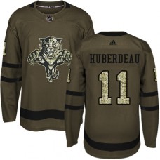 Men Adidas Florida Panthers #11 Jonathan Huberdeau Authentic Green Salute to Service NHL Jersey