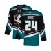 Men Adidas Anaheim Ducks #24 Carter Rowney Premier Black Teal Alternate NHL Jersey