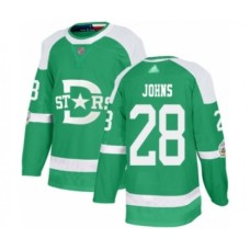 Men Dallas Stars #28 Stephen Johns Authentic Green 2020 Winter Classic Hockey Stitched Jersey