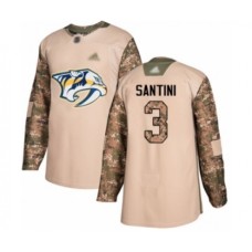 Men Nashville Predators #3 Steven Santini Authentic Camo Veterans Day Practice Hockey Stitched Jersey