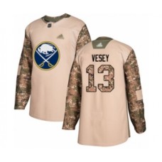 Men Buffalo Sabres #13 Jimmy Vesey Authentic Camo Veterans Day Practice Hockey Stitched Jersey