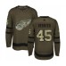 Men Adidas Detroit Red Wings #45 Jonathan Bernier Authentic Green Salute to Service NHL Jersey