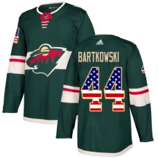 Men Adidas Minnesota Wild #44 Matt Bartkowski Authentic Green USA Flag Fashion NHL Jersey