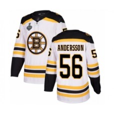 Men Boston Bruins #56 Axel Andersson Authentic White Away 2019 Stanley Cup Final Bound Hockey Jersey