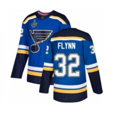 Men St. Louis Blues #32 Brian Flynn Authentic Royal Blue Home 2019 Stanley Cup Final Bound Hockey Jersey