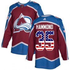 Men Adidas Colorado Avalanche #35 Andrew Hammond Authentic Burgundy Red USA Flag Fashion NHL Jersey