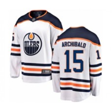 Men Edmonton Oilers #15 Josh Archibald Authentic White Away Fanatics Branded Breakaway Hockey Stitched Jersey