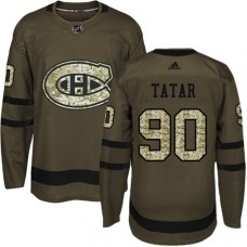 Men Adidas Montreal Canadiens #90 Tomas Tatar Authentic Green Salute to Service NHL Jersey