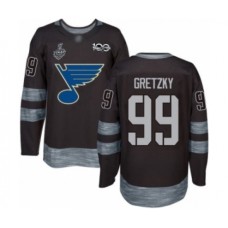 Men St. Louis Blues #99 Wayne Gretzky Authentic Black 1917-2017 100th Anniversary 2019 Stanley Cup Final Bound Hockey Jersey