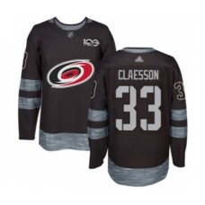 Men Carolina Hurricanes #33 Fredrik Claesson Authentic Black 1917-2017 100th Anniversary Hockey Stitched Jersey