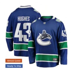 Men Vancouver Canucks #43 Quinn Hughes Fanatics Branded Blue Home Premier Breakaway Player Stitched Jersey