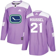 Men Adidas Vancouver Canucks #21 Antoine Roussel Authentic Purple Fights Cancer Practice NHL Jersey