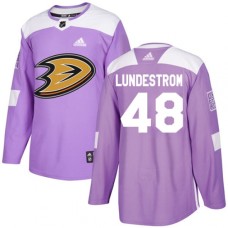 Men Adidas Anaheim Ducks #48 Isac Lundestrom Authentic Purple Fights Cancer Practice NHL Jersey