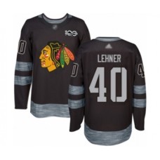 Men Chicago Blackhawks #40 Robin Lehner Authentic Black 1917-2017 100th Anniversary Hockey Stitched Jersey