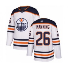 Men Edmonton Oilers #26 Brandon Manning Authentic White Away Hockey Stitched Jersey