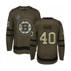 Men Boston Bruins #40 Tuukka Rask Authentic Green Salute to Service 2019 Stanley Cup Final Bound Hockey Jersey