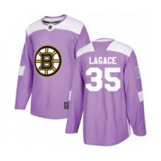 Men Boston Bruins #35 Maxime Lagace Authentic Purple Fights Cancer Practice Hockey Stitched Jersey