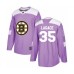 Men Boston Bruins #35 Maxime Lagace Authentic Purple Fights Cancer Practice Hockey Stitched Jersey