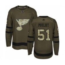 Men St. Louis Blues #51 Derrick Pouliot Authentic Green Salute to Service Hockey Stitched Jersey