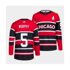 Men Chicago Blackhawks #5 Connor Murphy Red Black 2022 Reverse Retro Stitched Jersey