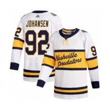 Men Nashville Predators #92 Ryan Johansen Authentic White 2020 Winter Classic Hockey Stitched Jersey