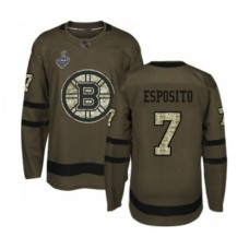 Men Boston Bruins #7 Phil Esposito Authentic Green Salute to Service 2019 Stanley Cup Final Bound Hockey Jersey