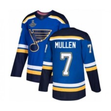 Men St. Louis Blues #7 Joe Mullen Authentic Royal Blue Home 2019 Stanley Cup Champions Hockey Jersey