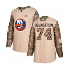 Men New York Islanders #74 Simon Holmstrom Authentic Camo Veterans Day Practice Hockey Stitched Jersey