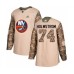 Men New York Islanders #74 Simon Holmstrom Authentic Camo Veterans Day Practice Hockey Stitched Jersey