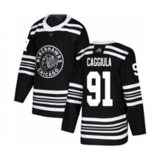 Men Chicago Blackhawks #91 Drake Caggiula Authentic Black Alternate Hockey Stitched Jersey