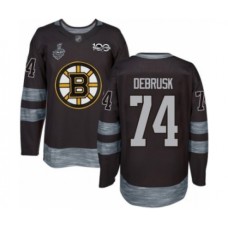 Men Boston Bruins #74 Jake DeBrusk Authentic Black 1917-2017 100th Anniversary 2019 Stanley Cup Final Bound Hockey Jersey