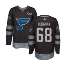 Men St. Louis Blues #68 Andreas Borgman Authentic Black 1917-2017 100th Anniversary Hockey Stitched Jersey