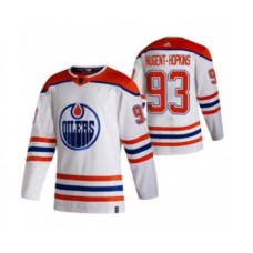 Men Edmonton Oilers #93 Ryan Nugent-Hopkins White 2020-21 Reverse Retro Alternate Hockey Stitched Jersey