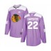 Men Chicago Blackhawks #22 Ryan Carpenter Authentic Purple Fights Cancer Practice Hockey Stitched Jersey