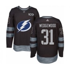 Men Tampa Bay Lightning #31 Scott Wedgewood Authentic Black 1917-2017 100th Anniversary Hockey Stitched Jersey