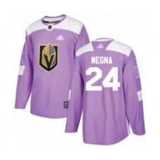 Men Vegas Golden Knights #24 Jaycob Megna Authentic Purple Fights Cancer Practice Hockey Stitched Jersey