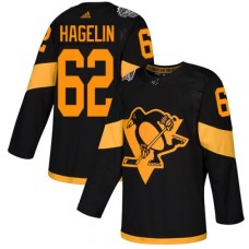 Men Adidas Pittsburgh Penguins #62 Carl Hagelin Black Authentic 2019 Stadium Series Stitched NHL Jersey